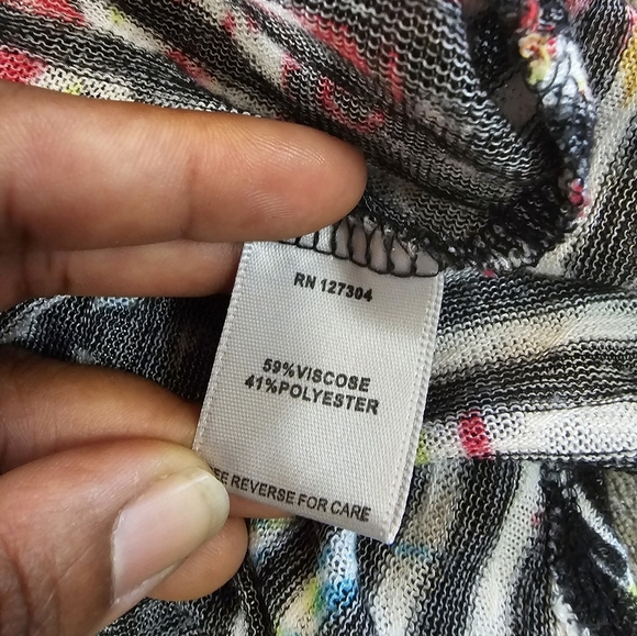 John Mark Black White Striped Abstract Casual Colorful Top Tunic Size Large - Picture 5 of 7